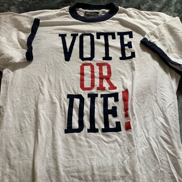 Vintage SEAN JEAN VOTE OR DIE RINGER T SHIRT SZ xl SUPREME KITH PALACE ELECTION - Picture 2 of 6